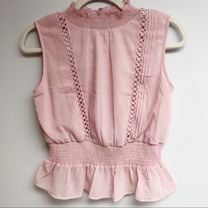 Blush Pink Sleeveless Top XS Ruffled Japna Top NWT